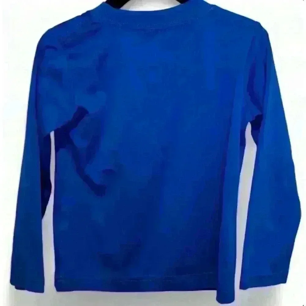Nike Boys' Blue Long Sleeve Tee with Red and White Graphic